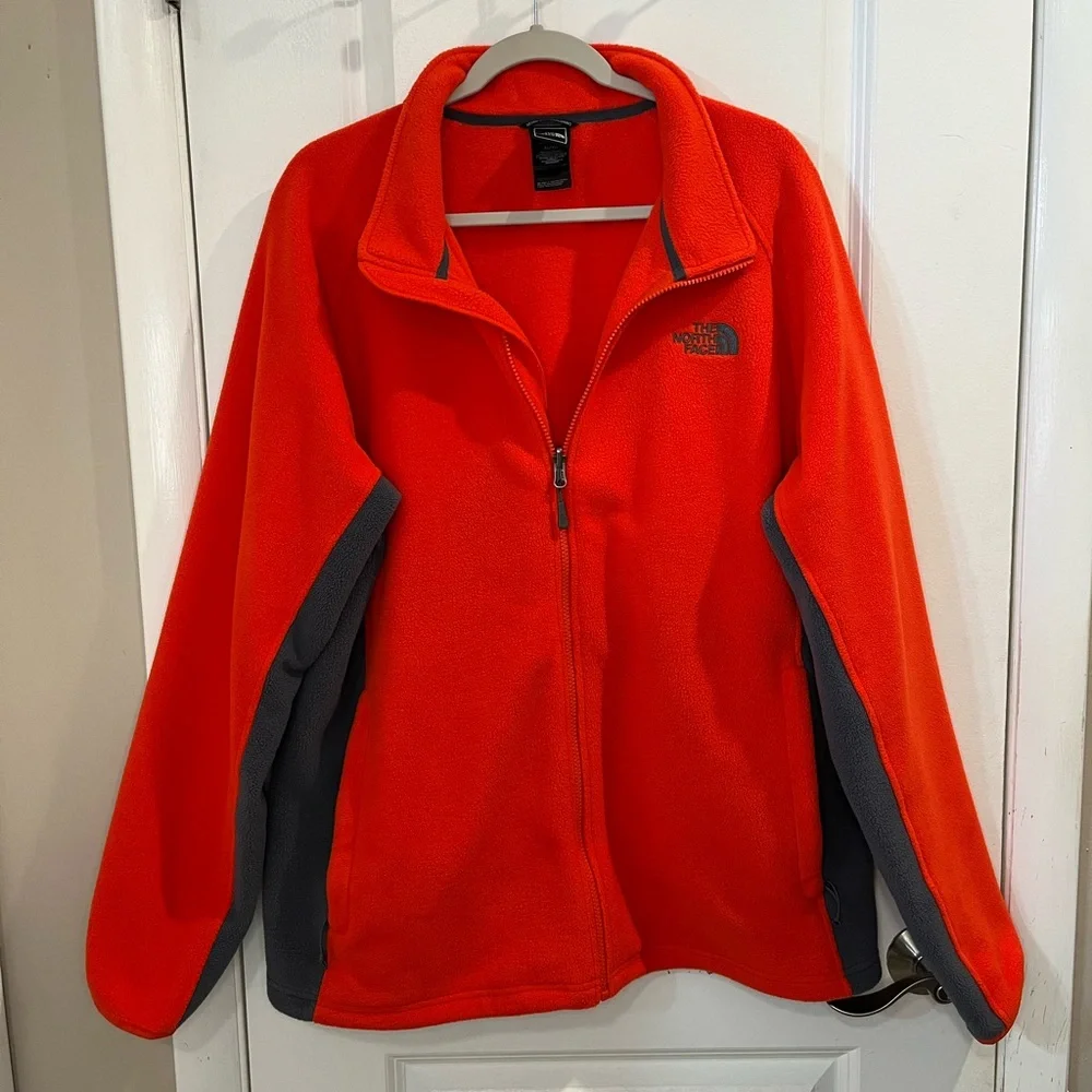 The North Face Men’s Two Tone Microfleece Active Zip Jacket Sz XL Orange Gray